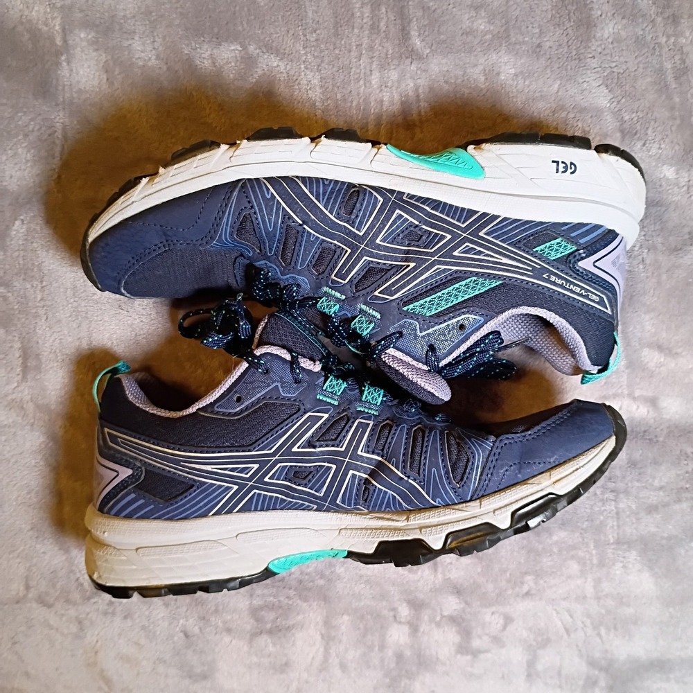 Asics Gel-Venture 7 Womens 7.5 Wide Trail Running Shoes Navy Teal 1012A477